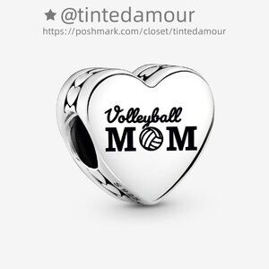 Pandora Engravable Volleyball Mom Heart Charm
